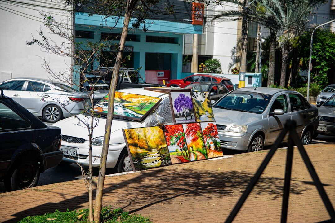 street artist painting