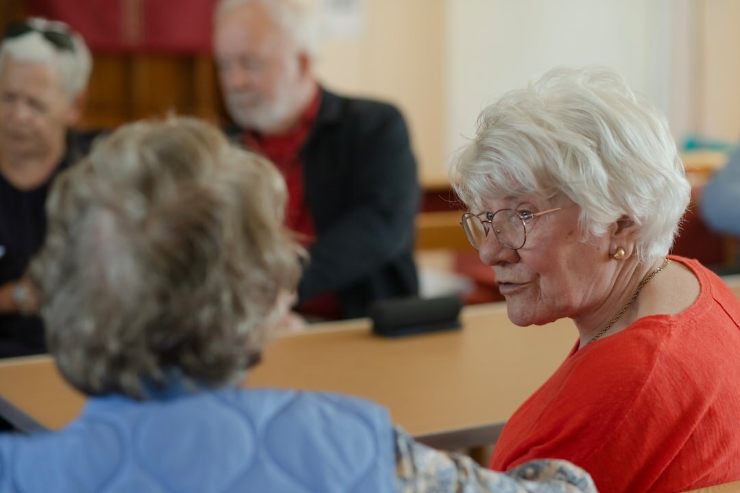 elderly woman telling story